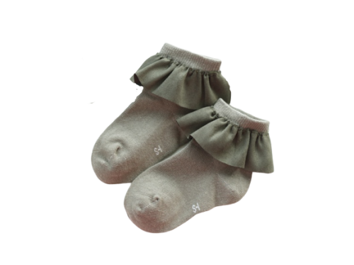 Dječje čarape s volanom kaki