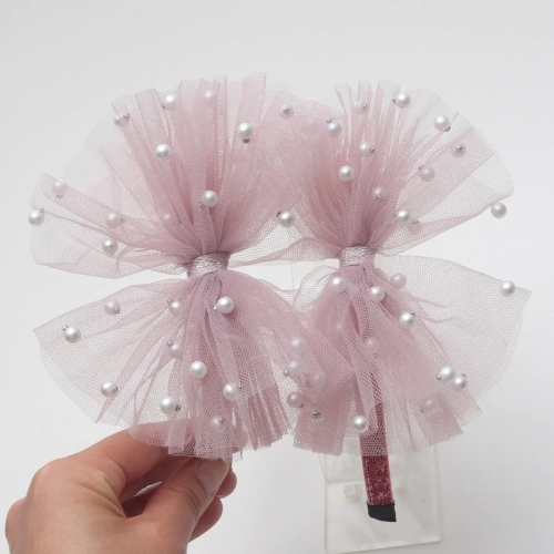 Traka za kosu od tila tamno ružičaste