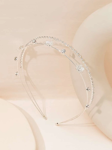 Traka za kosu s kristalima srebrno cvijeće
