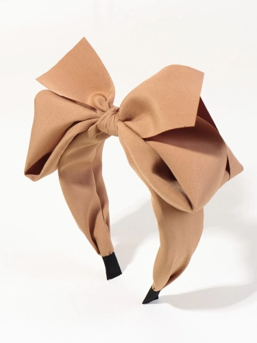 Traka za kosu širok mašna smeđa