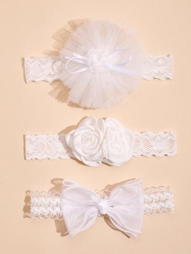 Set od Tri Bijele Udobne Trake za Glavu za Djevojčice