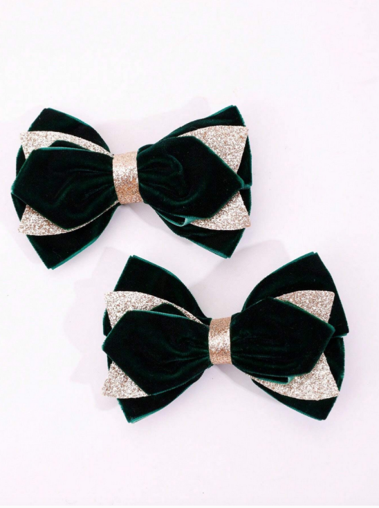 baršunaste mašne, ukosnice za djevojčice, smaragdni dodaci za kosu, elegantne ukosnice, dodaci za posebne prigode, dječji modni dodaci, ukosnice s mašnom, luksuzni dodaci za kosu, modni dodaci za djevojčice