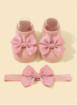 set za bebe, antiklizne čarape, traka za glavu bebe, udobna dječja odjeća, sigurnosne čarape za prve korake, poklon za novorođenče, dječja moda, elegantne bebe, odjeća za bebe s mašnama