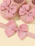 set za bebe, antiklizne čarape, traka za glavu bebe, udobna dječja odjeća, sigurnosne čarape za prve korake, poklon za novorođenče, dječja moda, elegantne bebe, odjeća za bebe s mašnama