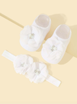 dječji set, bijele čarapice, traka za glavu s cvjetovima, elegantni dječji dodaci, antiklizne čarapice za bebe, cvjetni motivi, poklon za novorođenče, dječja moda, specijalne prigode odjeća za djecu