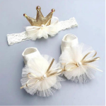kraljevski set za bebe, čarapice s krunom, traka za glavu za bebe, elegantna beba, poklon za novorođenče, antiklizne čarapice, traka s perlicama, kraljevska odjeća za bebe, svečana odjeća za bebe