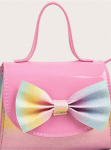 dječja torba, torba rainbow, modni dodatak za djevojčice, torba s mašnom, torba u pastelnim bojama, praktična torba za djevojčice, elegantna torba za djevojčice, torba za svakodnevno nošenje