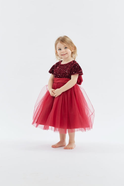 haljina Elisa, dječja moda, bordo haljina za djevojčice, svečana haljina, haljina s šljokicama, princeza haljina, odjeća za posebne prigode, dječje svečane haljine