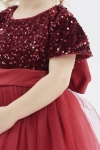 haljina Elisa, dječja moda, bordo haljina za djevojčice, svečana haljina, haljina s šljokicama, princeza haljina, odjeća za posebne prigode, dječje svečane haljine