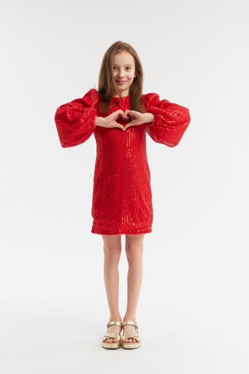 haljina za djevojčice, dječje svečane haljine, crvena haljina, haljina s šljokicama, elegantna dječja moda, haljina za rođendan, haljina za vjenčanje, Gabriela haljina