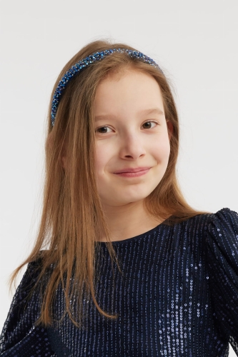 Traka za kosu s kristalima mornarsko plava