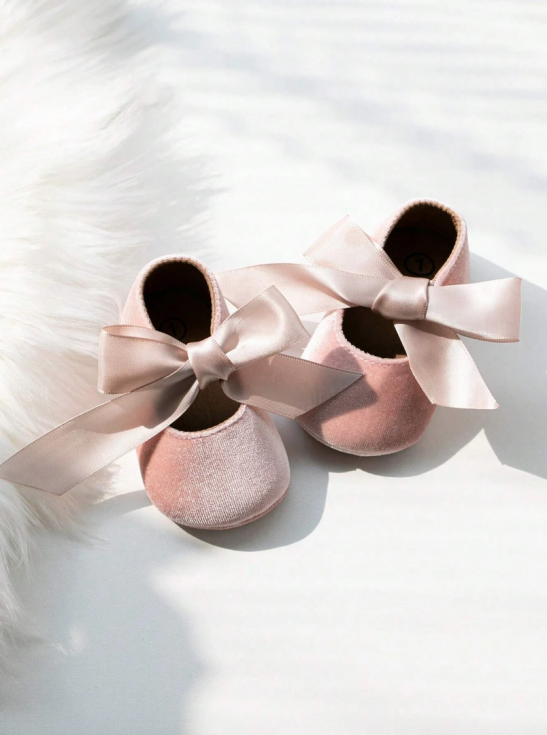 baršunaste cipelice za bebe, elegantne cipelice za krštenje, cipelice sa mašnom, cipelice za bebe, poklon za bebe, udobne cipelice
