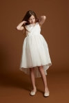 svečana haljina za djevojčice, bijela haljina za pričest, asimetrična haljina, haljina za djeveruše, dječja moda, Sienna, haljina za vjenčanje