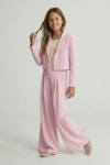 Elegantni djevojački komplet Emi u ružičastoj boji, stiliziran outfit, svečana odjeća za djevojčice, ZOYA Fashion