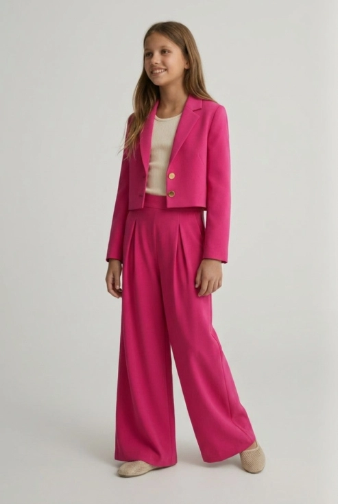 Elegantni djevojački komplet Emi u boji fuksije, glavni prikaz, svečana odjeća za djevojčice, ZOYA Fashion
