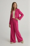Elegantni djevojački komplet Emi u boji fuksije, pogled sa strane, svečana odjeća za djevojčice, ZOYA Fashion